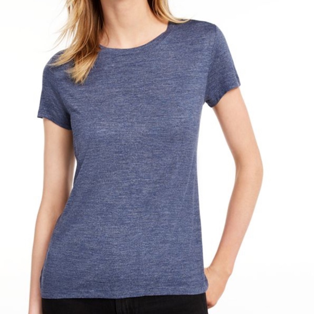 MAISON JULES Womens Blue Tie-back Short Sleeve Crew Neck T-Shirt Size M